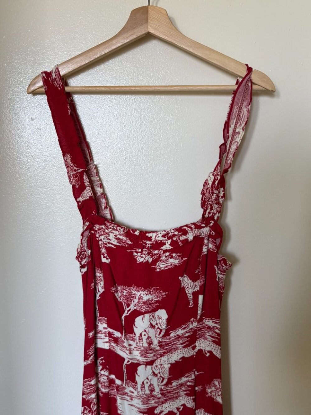 Reformation Arielle Elephant Print Red Midi Dress US 6 - Picture 3 of 7